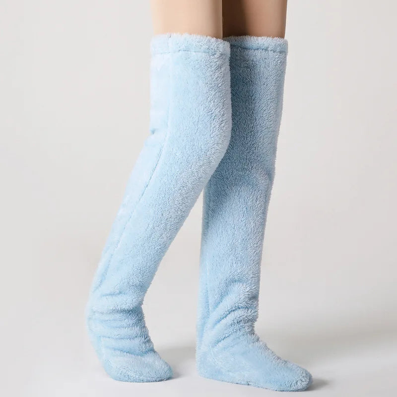 Over Knee Fuzzy Leg Warmers | Plush Long Sleeping Socks & Cozy Winter Stockings