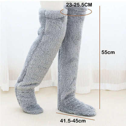 Over Knee Fuzzy Leg Warmers | Plush Long Sleeping Socks & Cozy Winter Stockings