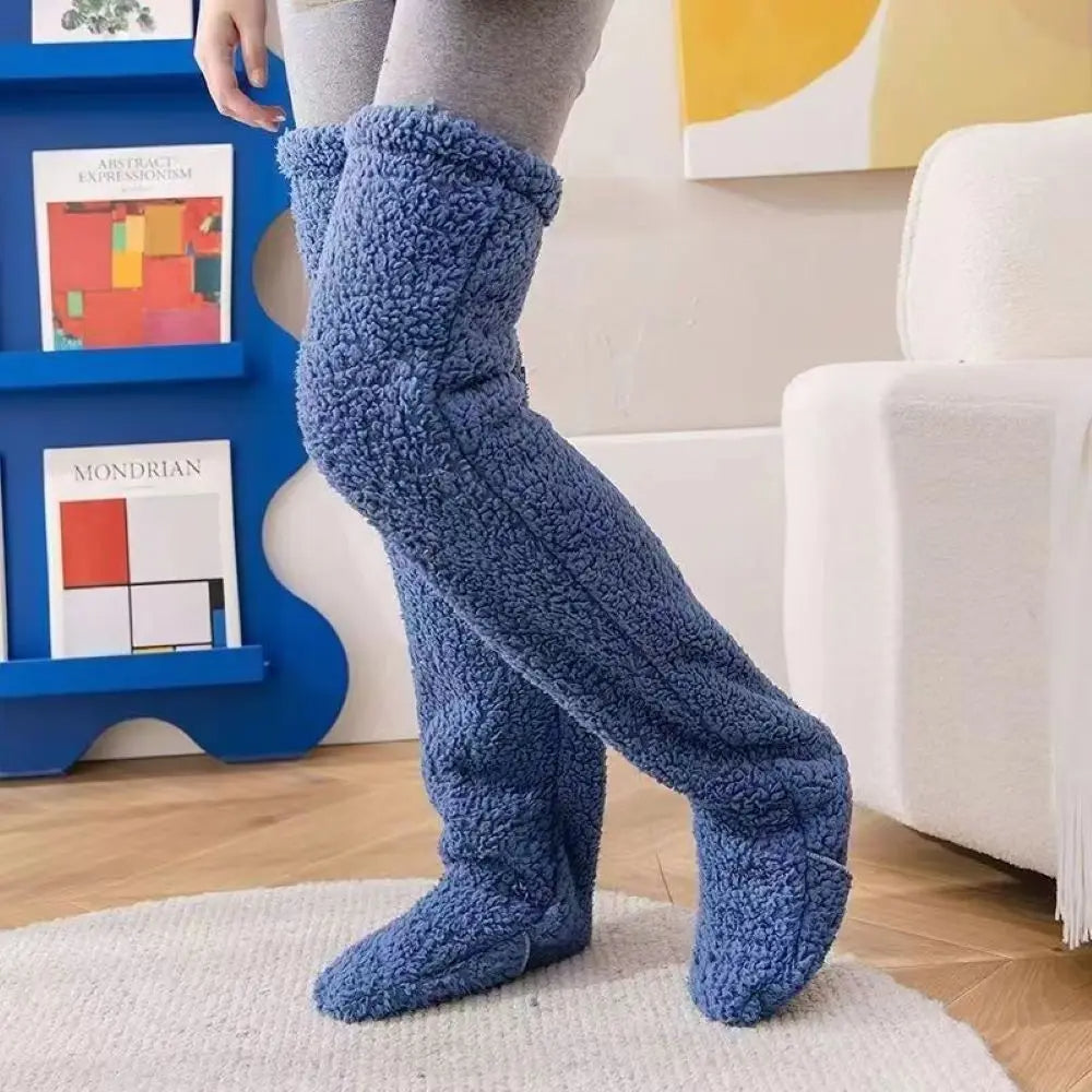 Over Knee Fuzzy Leg Warmers | Plush Long Sleeping Socks & Cozy Winter Stockings