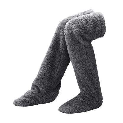 Over Knee Fuzzy Leg Warmers | Plush Long Sleeping Socks & Cozy Winter Stockings