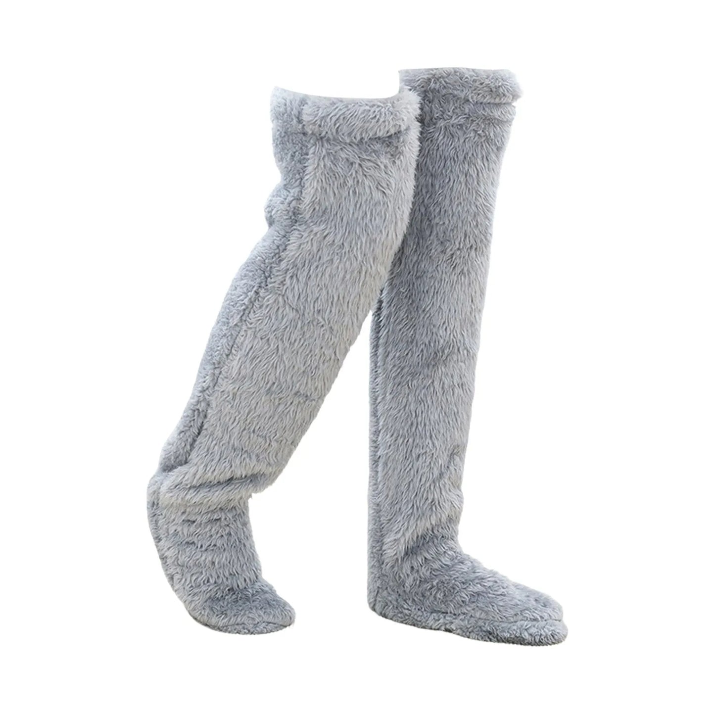 Over Knee Fuzzy Leg Warmers | Plush Long Sleeping Socks & Cozy Winter Stockings