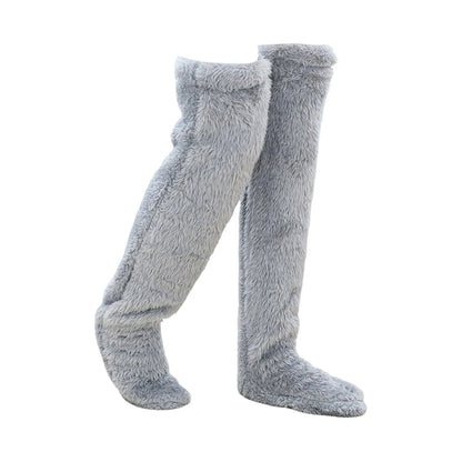 Over Knee Fuzzy Leg Warmers | Plush Long Sleeping Socks & Cozy Winter Stockings