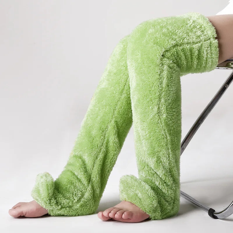 Over Knee Fuzzy Leg Warmers | Plush Long Sleeping Socks & Cozy Winter Stockings