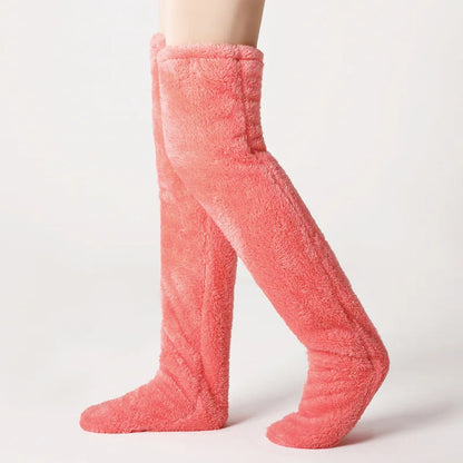 Over Knee Fuzzy Leg Warmers | Plush Long Sleeping Socks & Cozy Winter Stockings