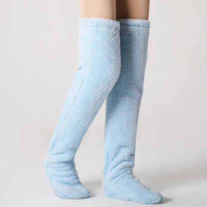 Over Knee Fuzzy Leg Warmers | Plush Long Sleeping Socks & Cozy Winter Stockings