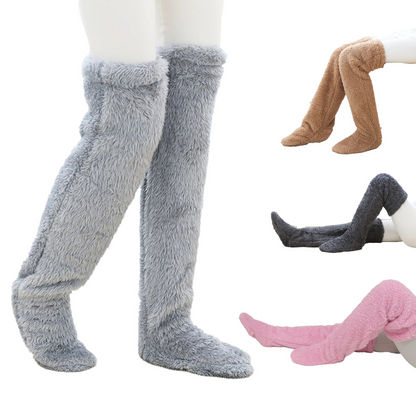 Over Knee Fuzzy Leg Warmers | Plush Long Sleeping Socks & Cozy Winter Stockings