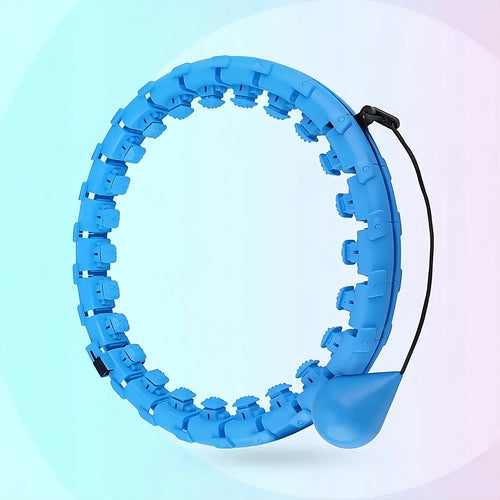 Blue exercise hoop on a gradient light blue and white background