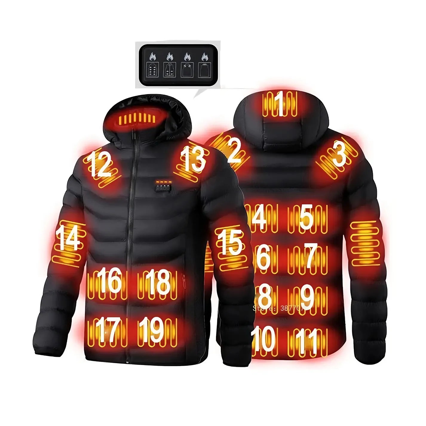 19-Zone Waterproof USB Heated Jacket with Hood | Unisex Electric Warming Coat for Winter & Outdoor Sports