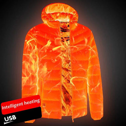 19-Zone Waterproof USB Heated Jacket with Hood | Unisex Electric Warming Coat for Winter & Outdoor Sports