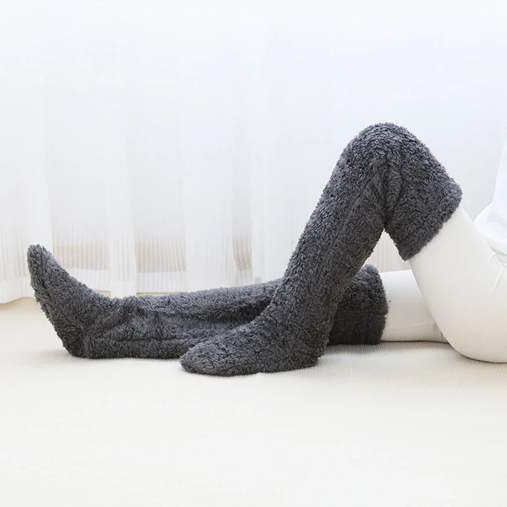 Over Knee Fuzzy Leg Warmers | Plush Long Sleeping Socks & Cozy Winter Stockings