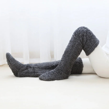 Over Knee Fuzzy Leg Warmers | Plush Long Sleeping Socks & Cozy Winter Stockings